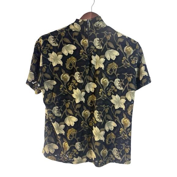 Vintage Dressbarn Mock Turtleneck 90s Y2K Large Floral Brocade Top Grandma Core - Picture 3 of 6